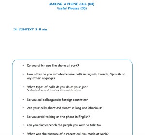 Business English - Making a phone call - Useful Phrases